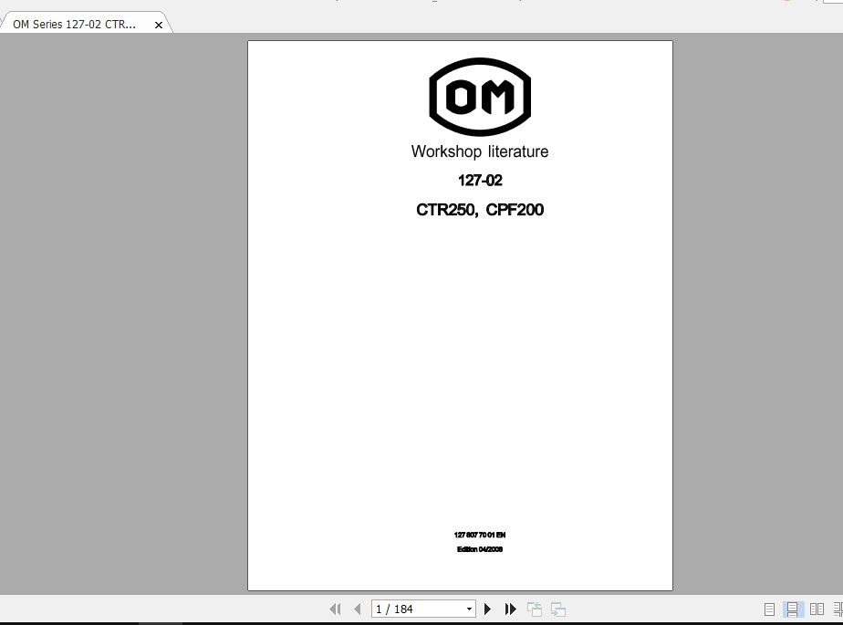 OM Series 127 02 CTR250CPF 200 Service Manuals 3