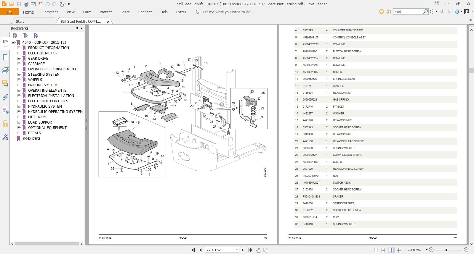 Still Sted Forklift COP L07 1062 45408047803 1215 Spare Part Catalog 2
