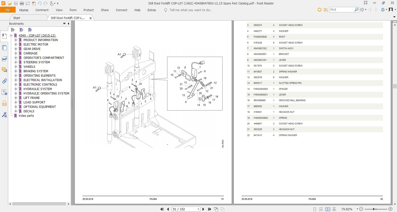 Still Sted Forklift COP L07 1062 45408047803 1215 Spare Part Catalog 3