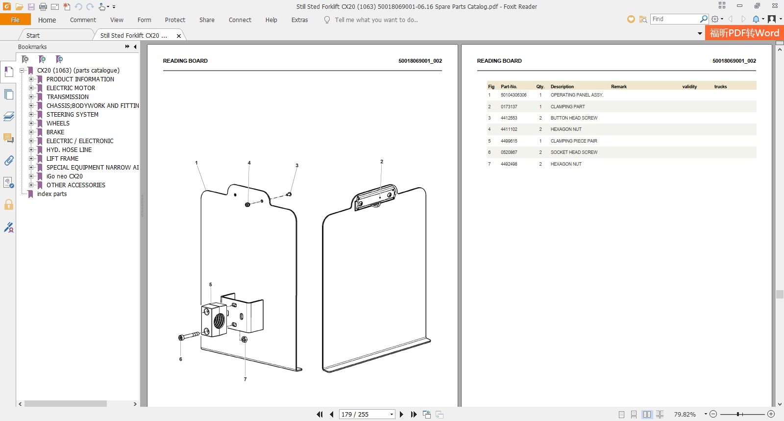 Still Sted Forklift CX20 1063 50018069001 0616 Spare Parts Catalog 403k7O 1