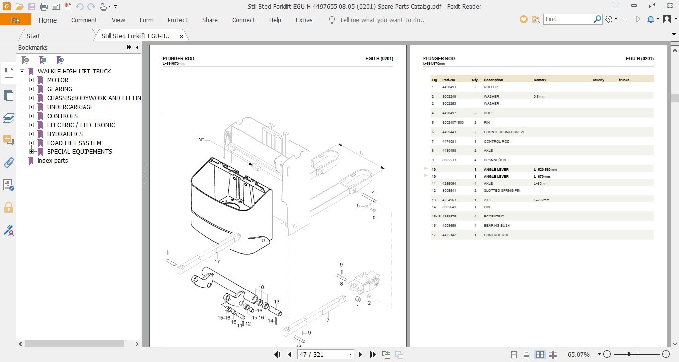 Still Sted Forklift EGU H 4497655 0805 0201 Spare Parts Catalog 2