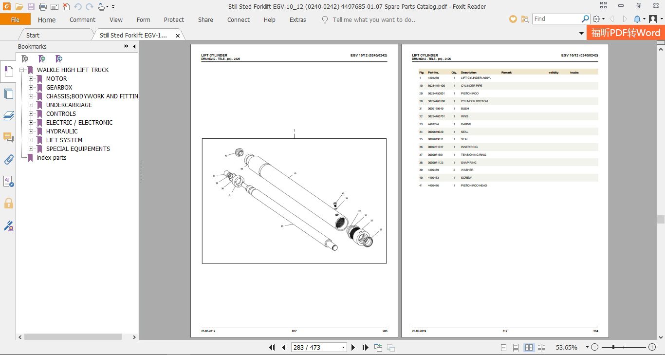 Still Sted Forklift EGV 1012 0240 0242 4497685 0107 Spare Parts Catalog 4