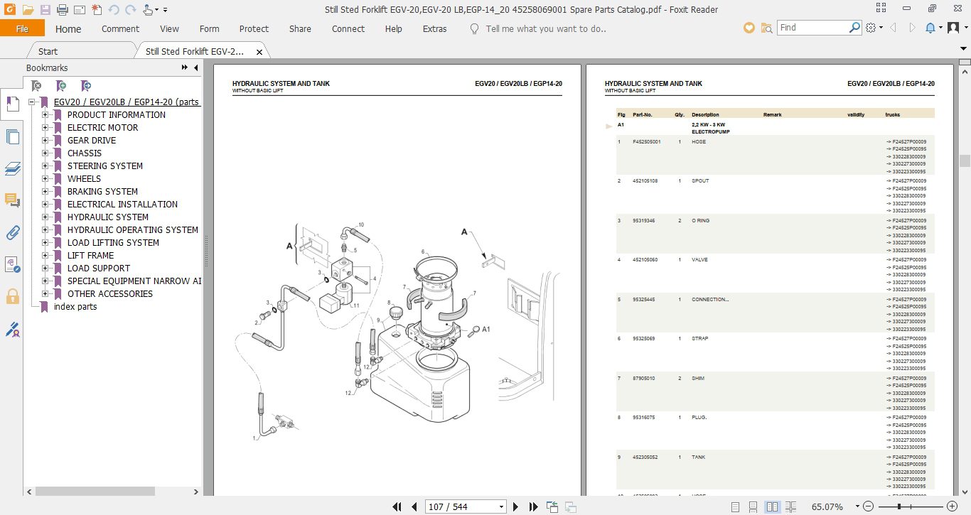 Still Sted Forklift EGV 20EGV 20 LBEGP 1420 45258069001 Spare Parts Catalog 2