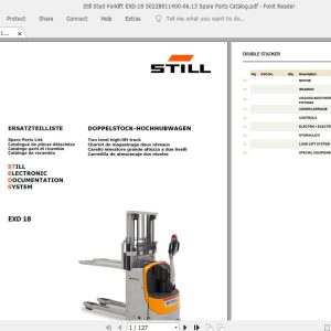 Still Sted Forklift EXD 18 50228011400 0613 Spare Parts Catalog 1