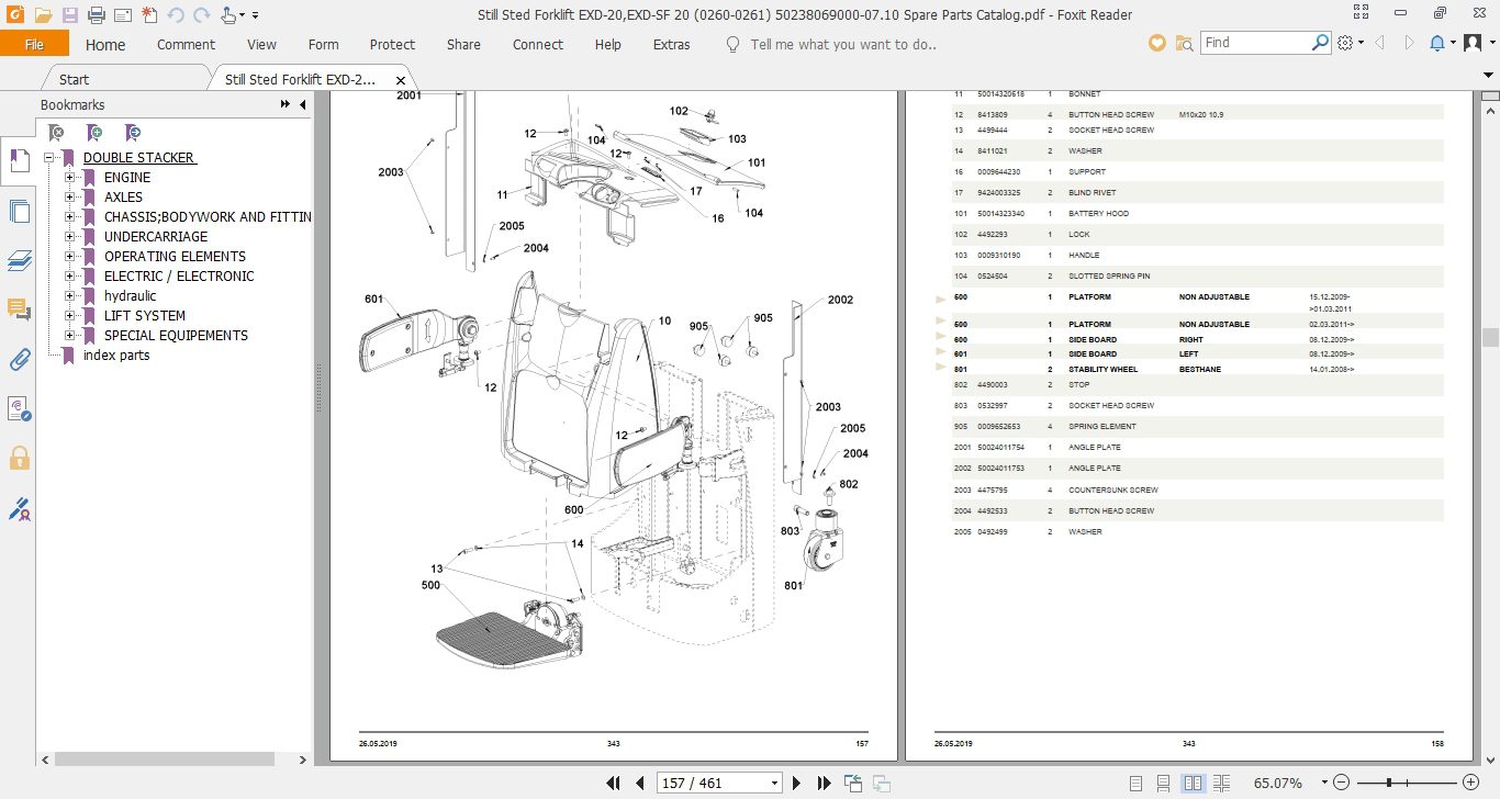 Still Sted Forklift EXD 20EXD SF 20 0260 0261 50238069000 0710 Spare Parts Catalog 3