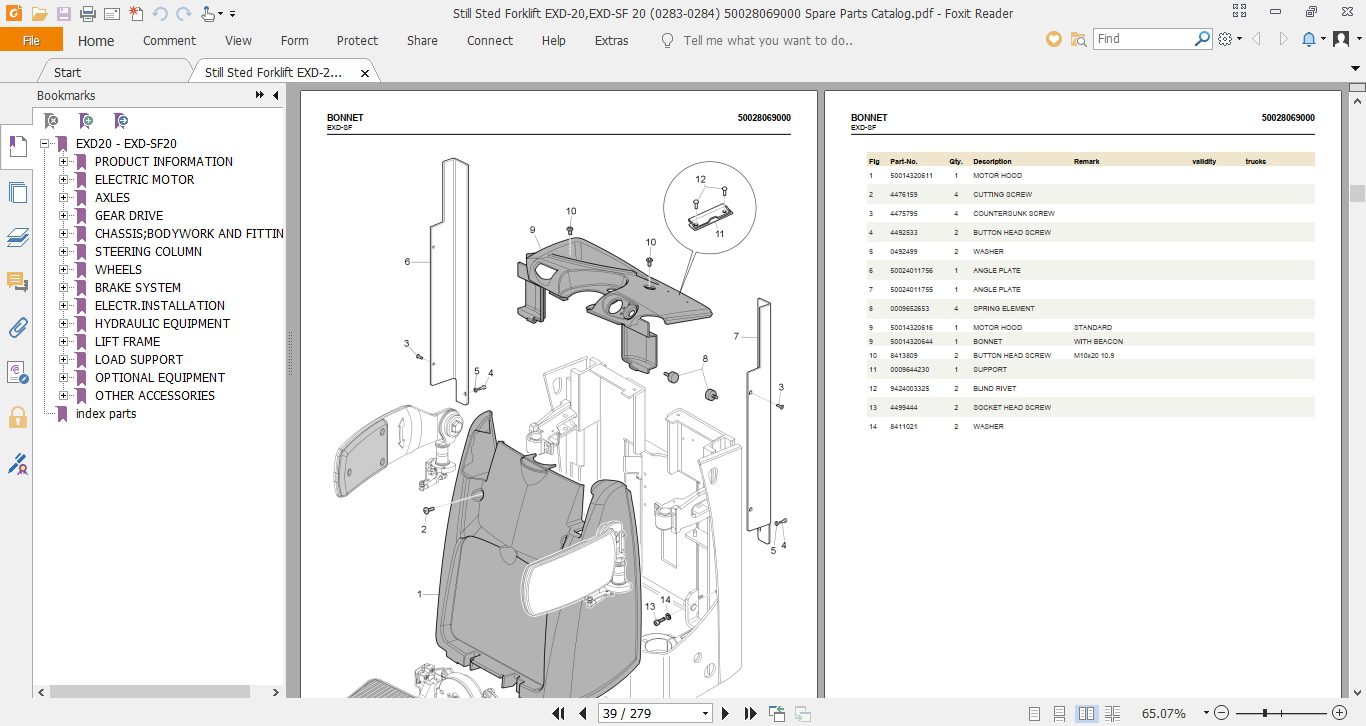 Still Sted Forklift EXD 20EXD SF 20 0283 0284 50028069000 Spare Parts Catalog 2