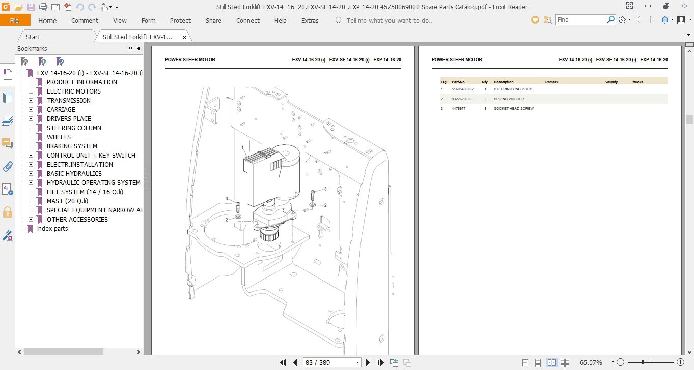 Still Sted Forklift EXV 141620EXV SF 14 20 EXP 14 20 45758069000 Spare Parts Catalog 2