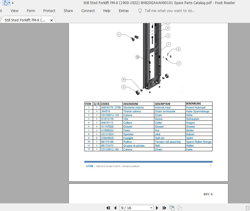 Still Sted Forklift FM X 1900 1922 84820GAAAH90101 Spare Parts Catalog 3