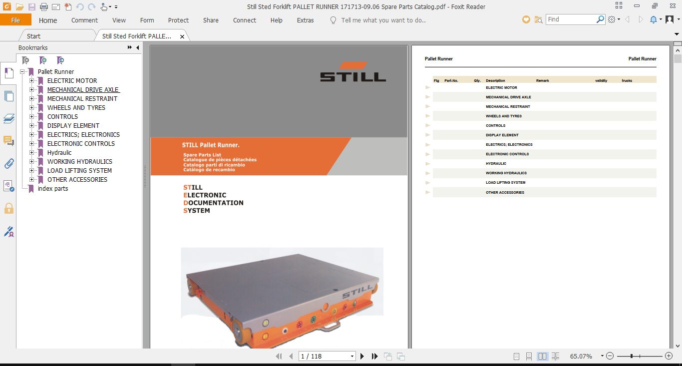 Still Sted Forklift PALLET RUNNER 171713 0906 Spare Parts Catalog 1