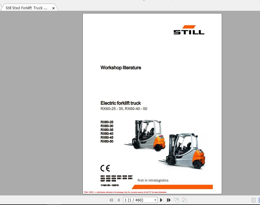 Still Sted Forklift Truck RX6015 50 Service ManualsEN 6