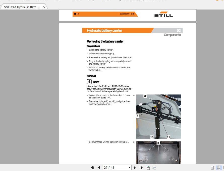 Still Sted Hydraulic Battery Carrier Service Manual50638042207EN 3