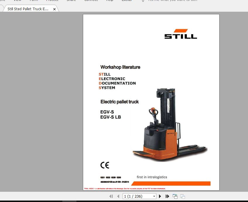 Still Sted Pallet Truck ECH EGV EXUS FX FXH Service ManualsEN 2