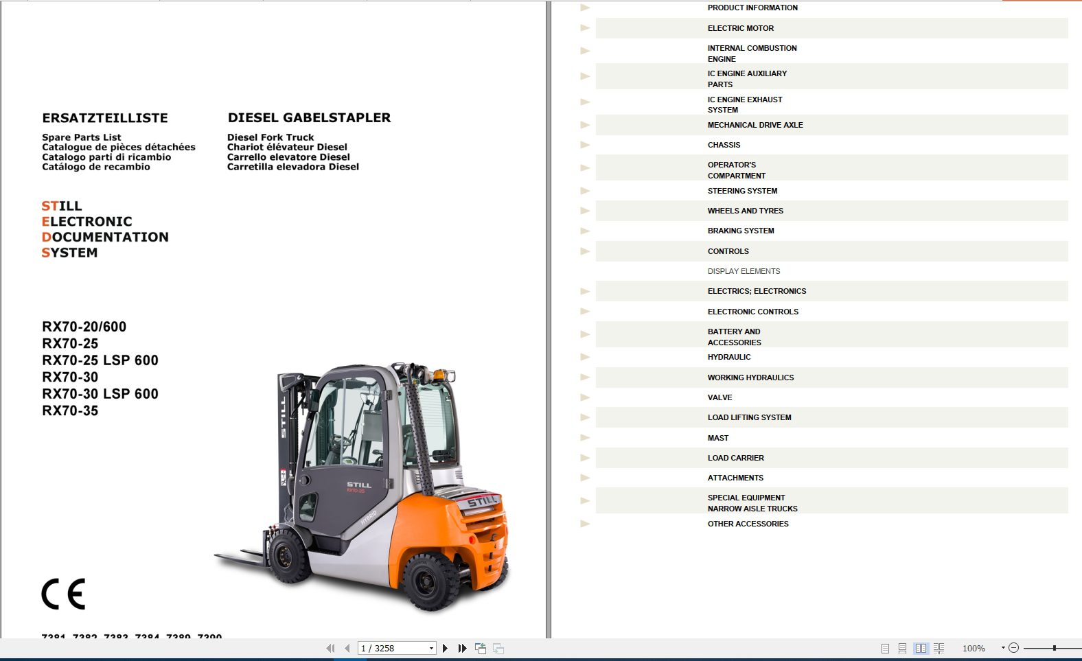Still Steds Forklift Truck Diesel RX70 All Series 2019 Spare Parts Catalog EN 4