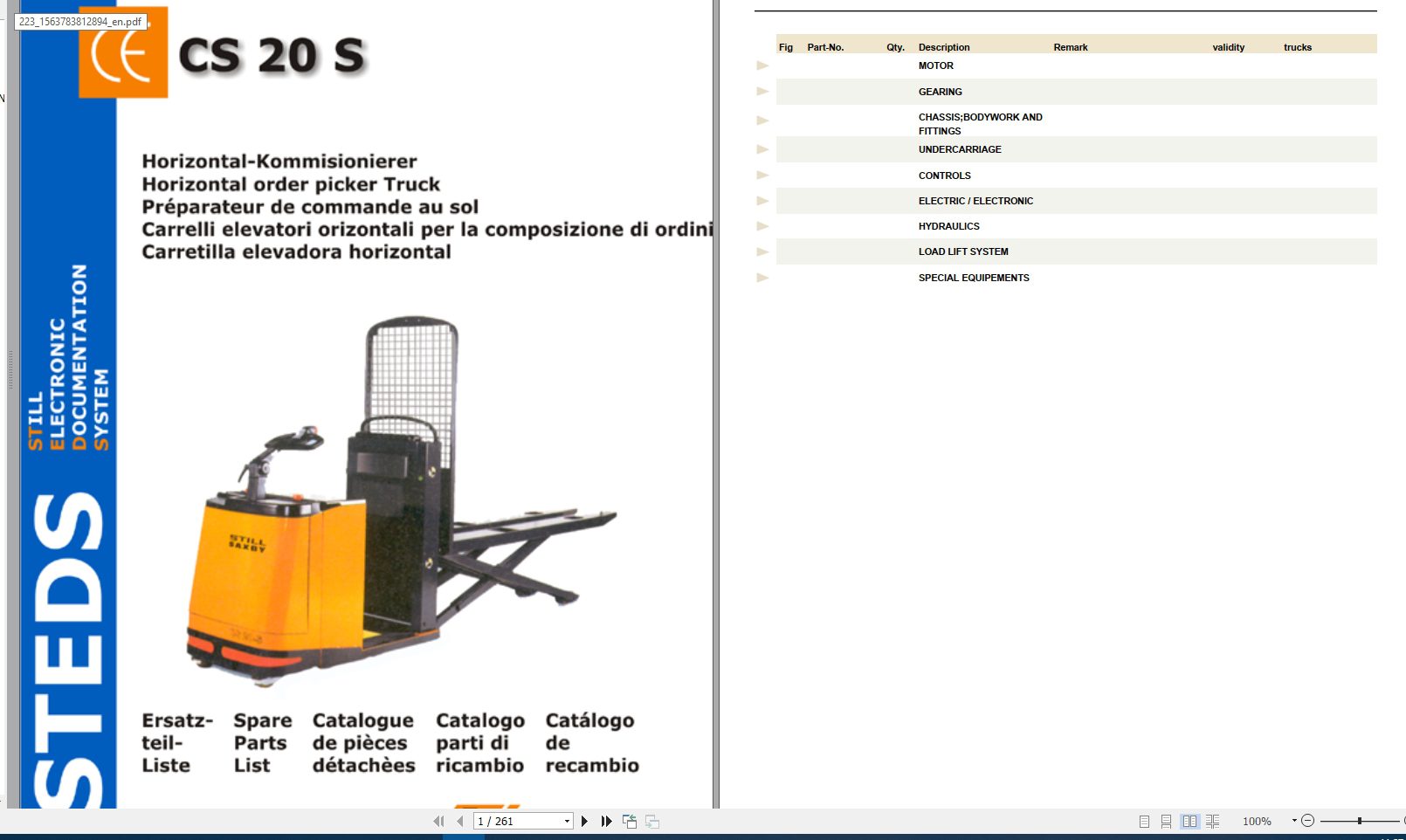 Still Steds Picker Truck CS All Series Part Catalog EN 3