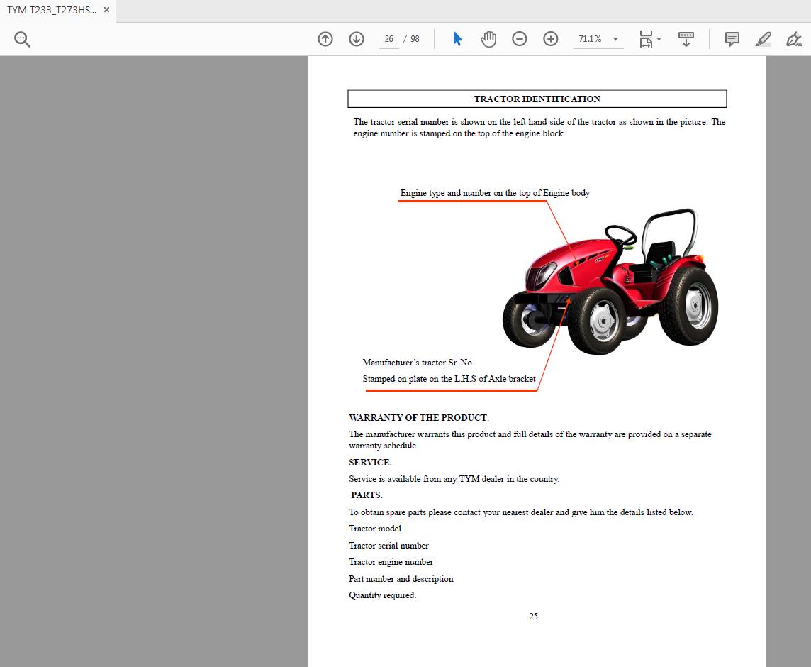 TYM T233T273HST Tractor Operators Manual 2