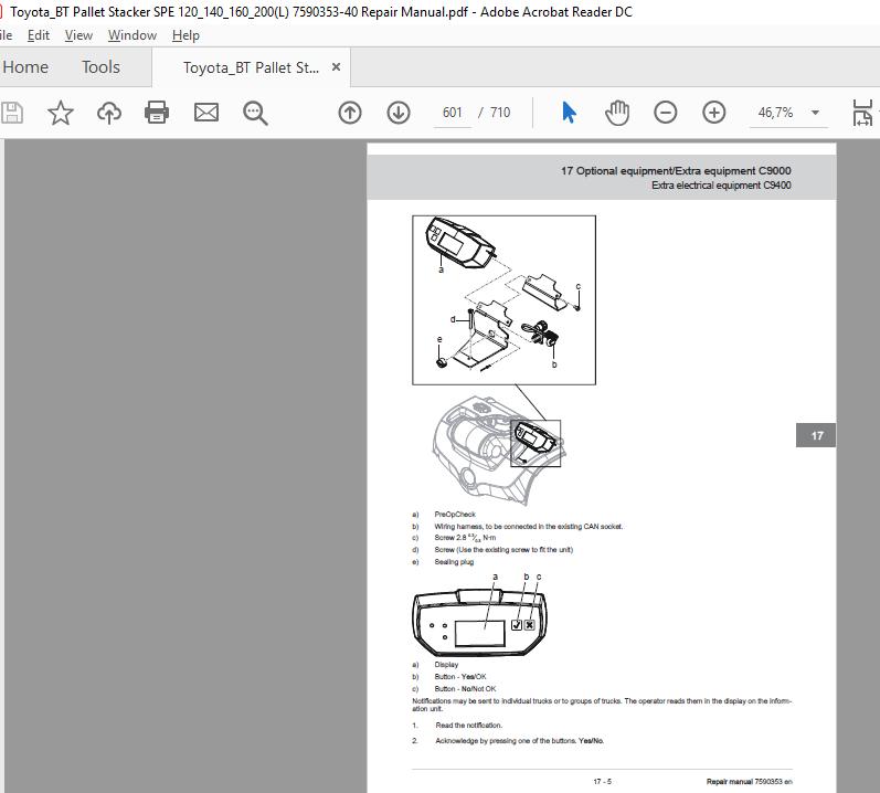 ToyotaBT Pallet Stacker SPE 120140160200L 7590353 40 Repair Manual 4