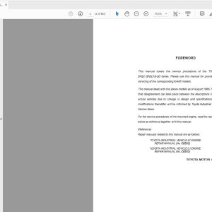 Toyota Forklift 5FGDC18 30 Series Repair Manual CE004 1