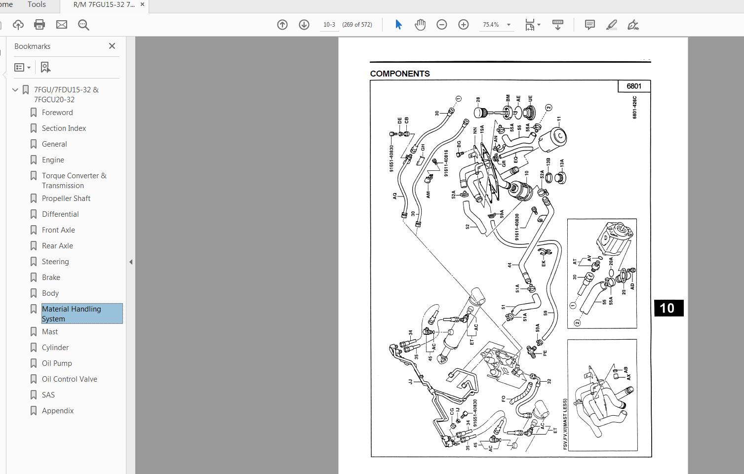 Toyota Forklift 7FDGU15 327FGCU20 32 Series Repair Manual CU027 2 3