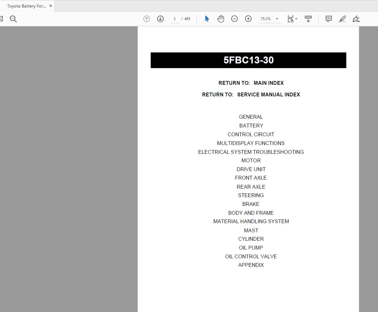 Toyota Forklift Sevice Repair Manual Parts Manual 2