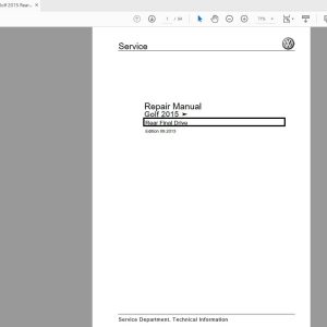 VW Golf 2015 Rear Final Drive Repair Manual 1