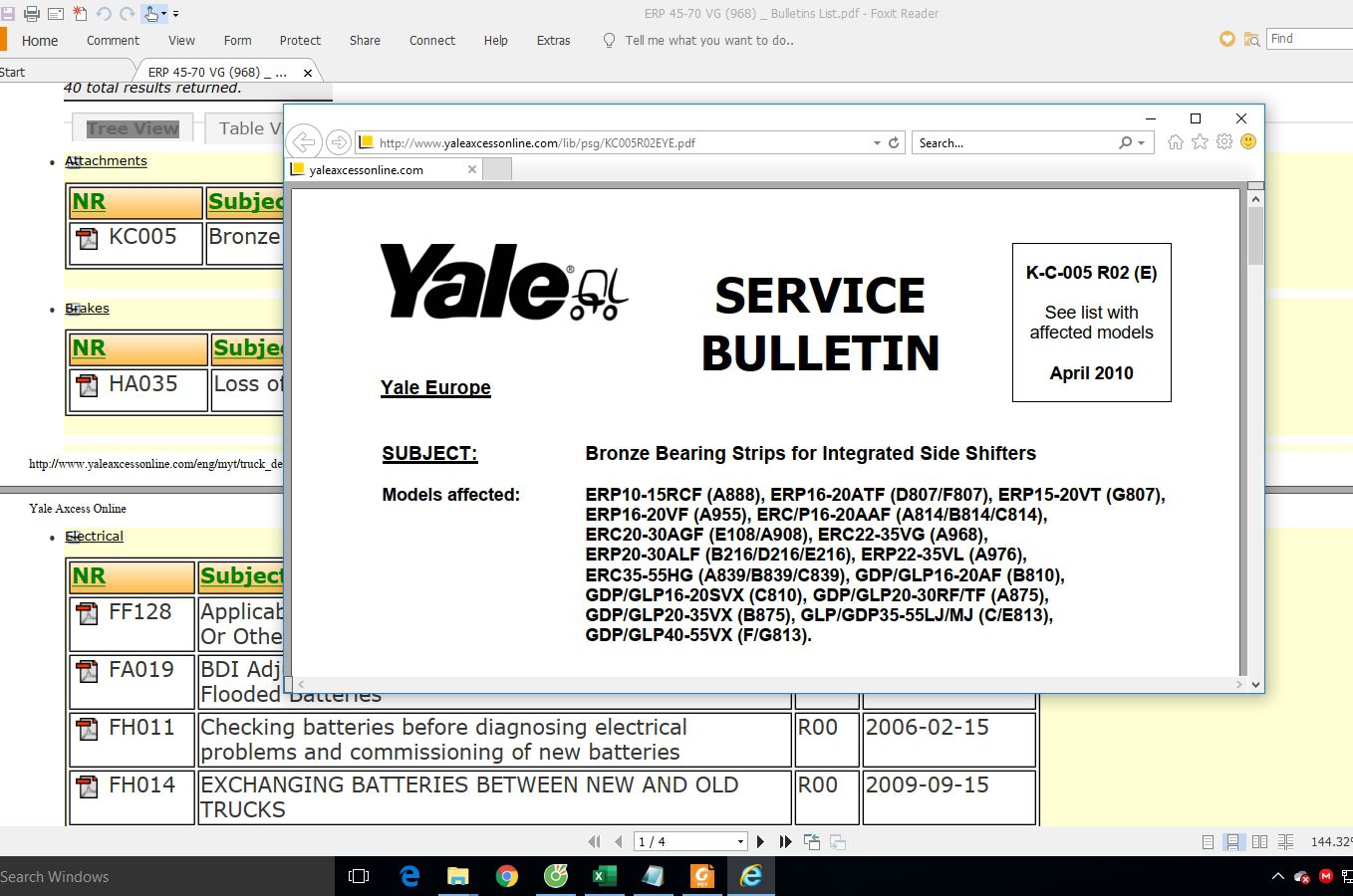 Yale Forklift ERC 22 35 45 70 VG 968 Service Manuals 5h9c05