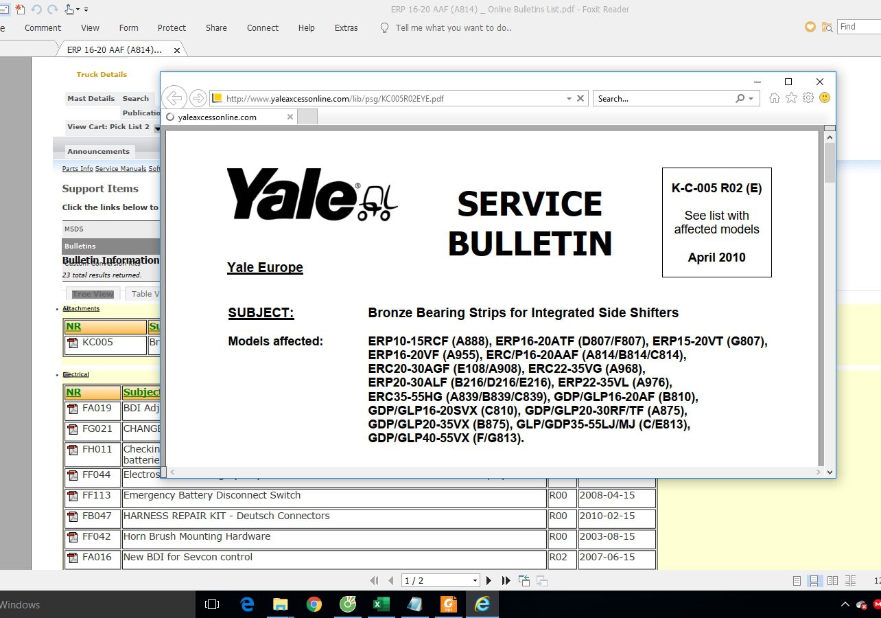 Yale Forklift ERP 10 15 RCF А888 Service Manuals
