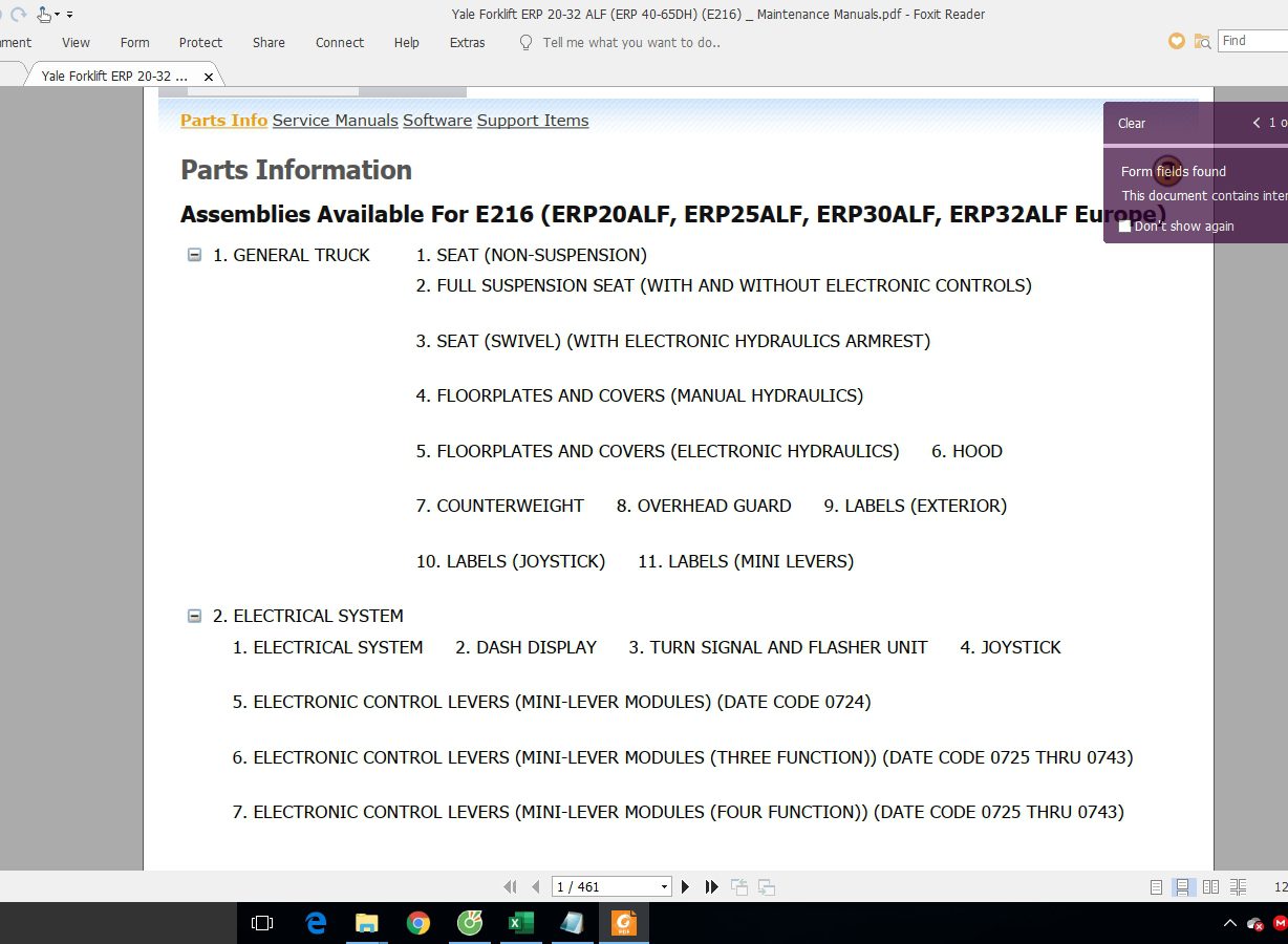Yale Forklift ERP 20 32 ALF ERP 40 65 DH E216 Service Manuals 2