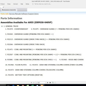Yale Forklift ERP 30 40VF A955 Service Manuals 2