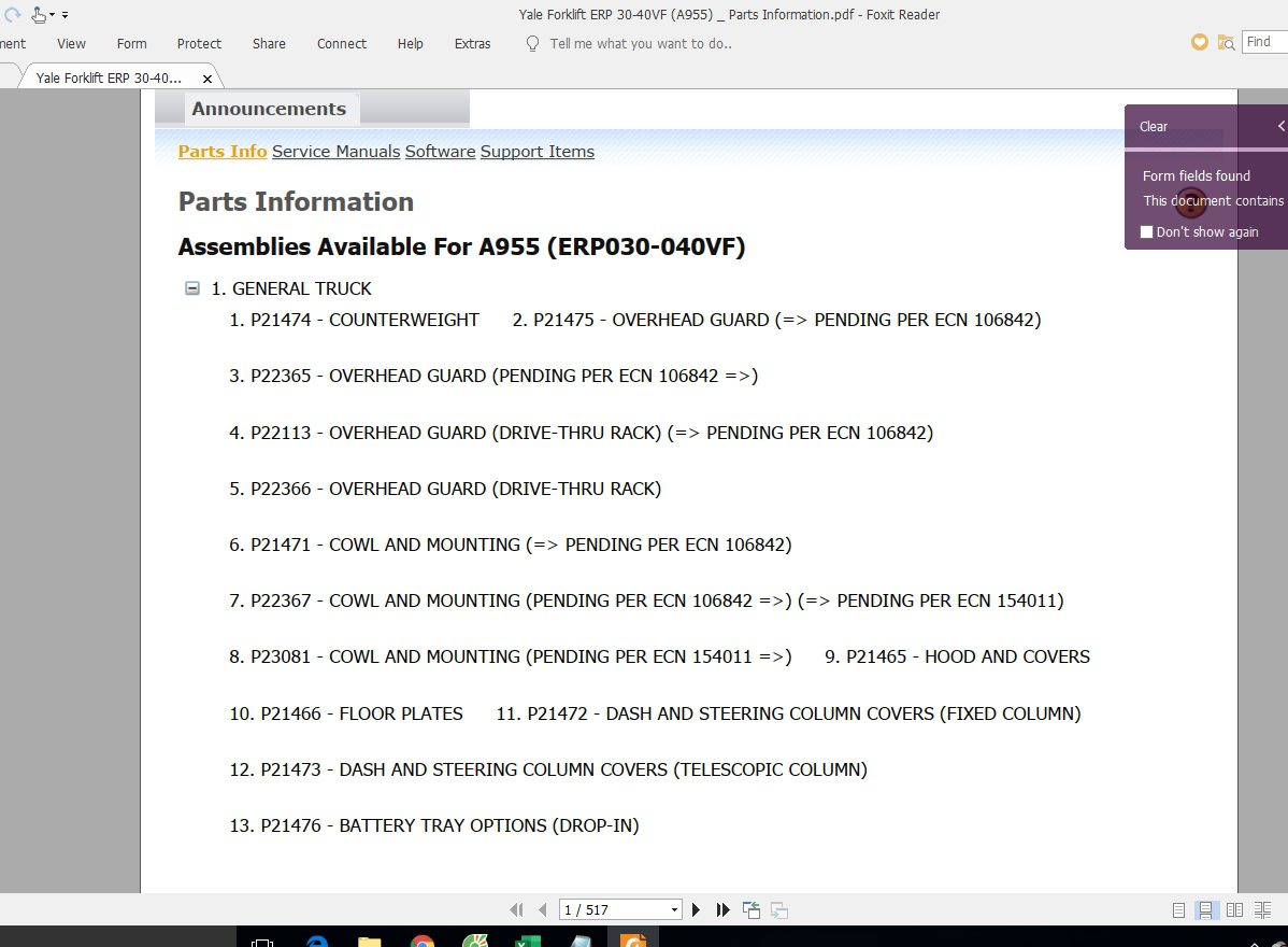 Yale Forklift ERP 30 40VF A955 Service Manuals 2