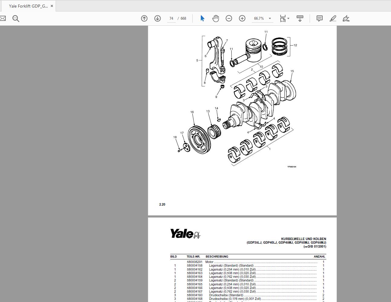 Yale Forklift GDPGLP35 55LJMJ C813 524150877 Parts Catalog05 2005 2
