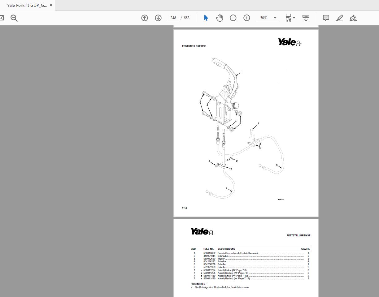 Yale Forklift GDPGLP35 55LJMJ C813 524150877 Parts Catalog05 2005 3