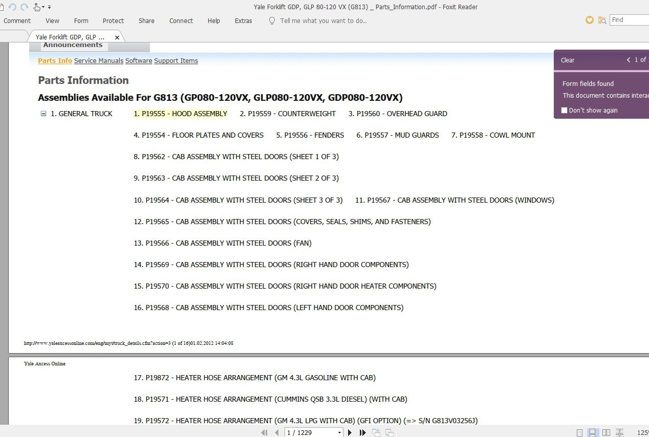 Yale Forklift GDP GLP 40 120 VX G813 Service Manuals 3Oxi1k