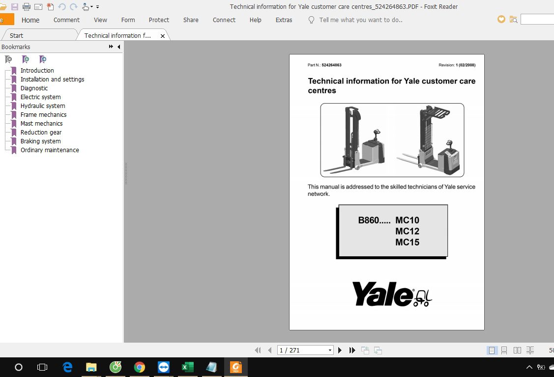 Yale Forklift MC 10 15 B860 Service Manuals 4