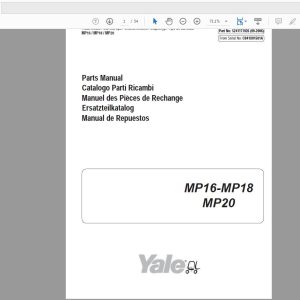 Yale Forklift MP16MP18MP20 5241171926 Parts Manual09 2006 1