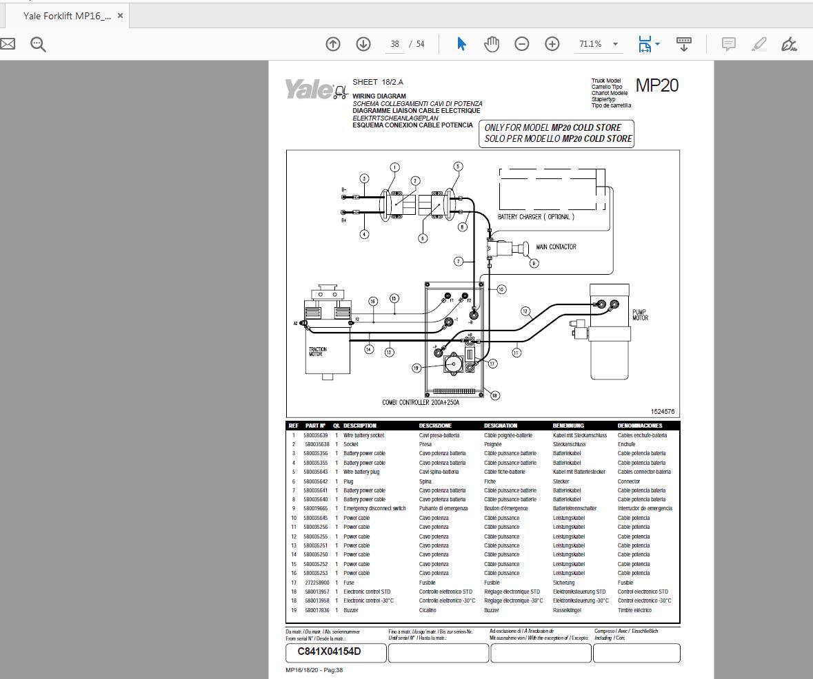 Yale Forklift MP16MP18MP20 5241171926 Parts Manual09 2006 4