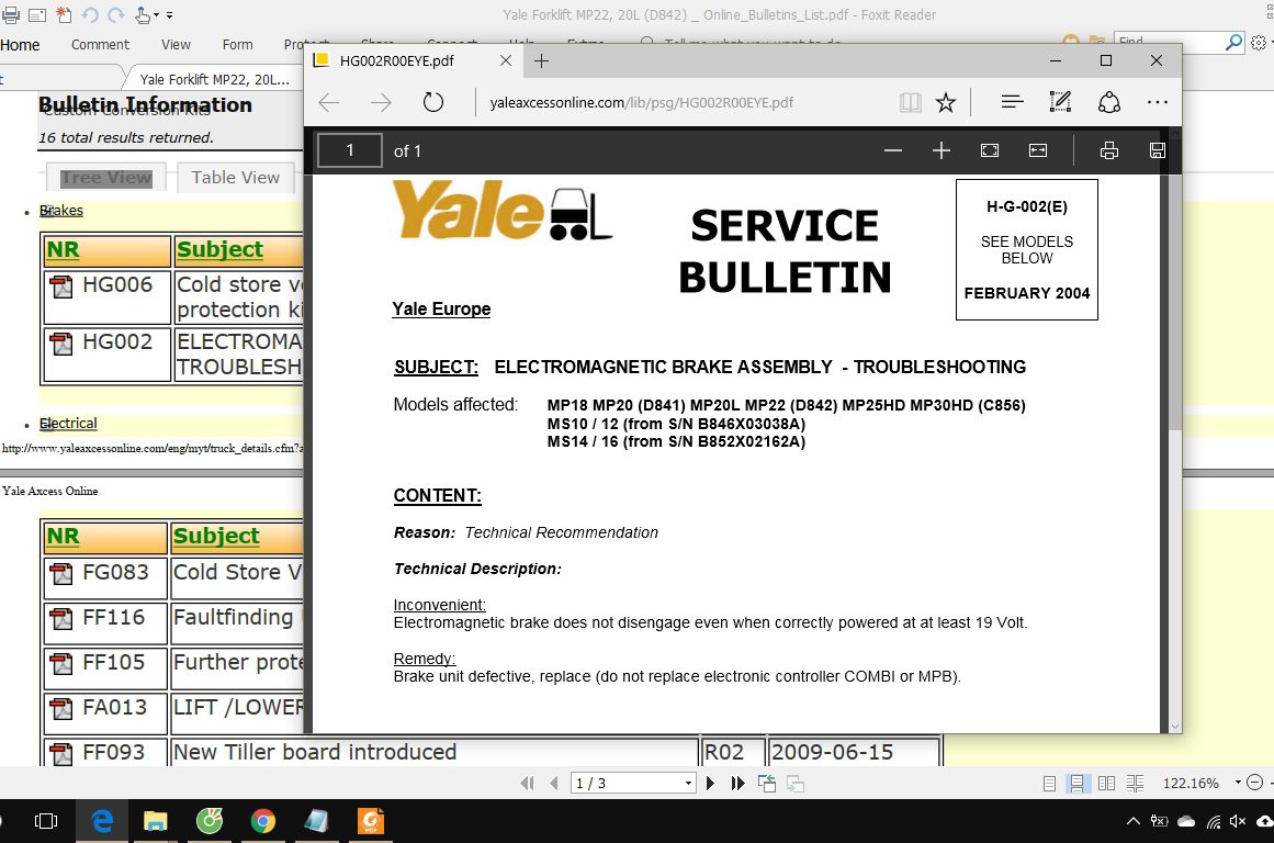 Yale Forklift MP22 20L D842 Service Manual 2