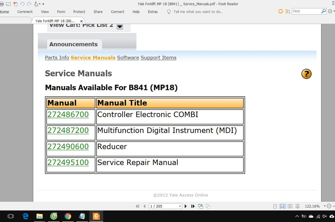 Yale Forklift MP 18 B841 ServiceManuals 2