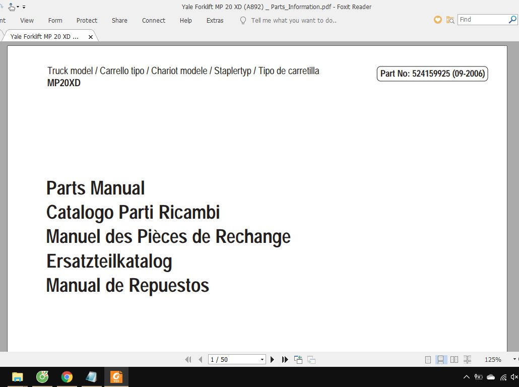 Yale Forklift MP 20 XD A892 ServiceManuals 3