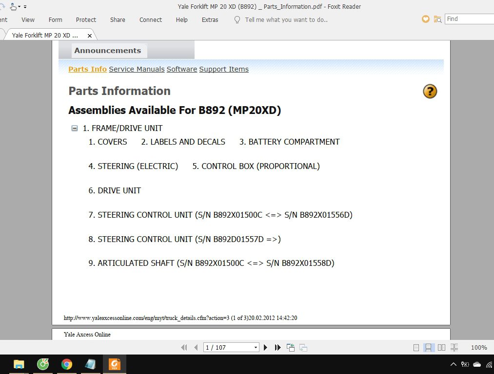 Yale Forklift MP 20 XD B892 Service Manuals 2