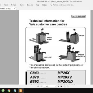 Yale Forklift MP 20 X C843 ServiceManuals 2