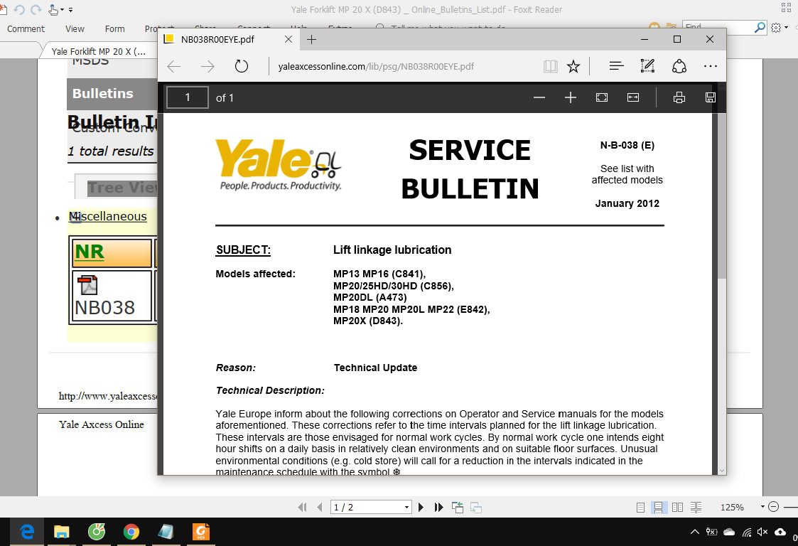 Yale Forklift MP 20 X D843 ServiceManuals 3
