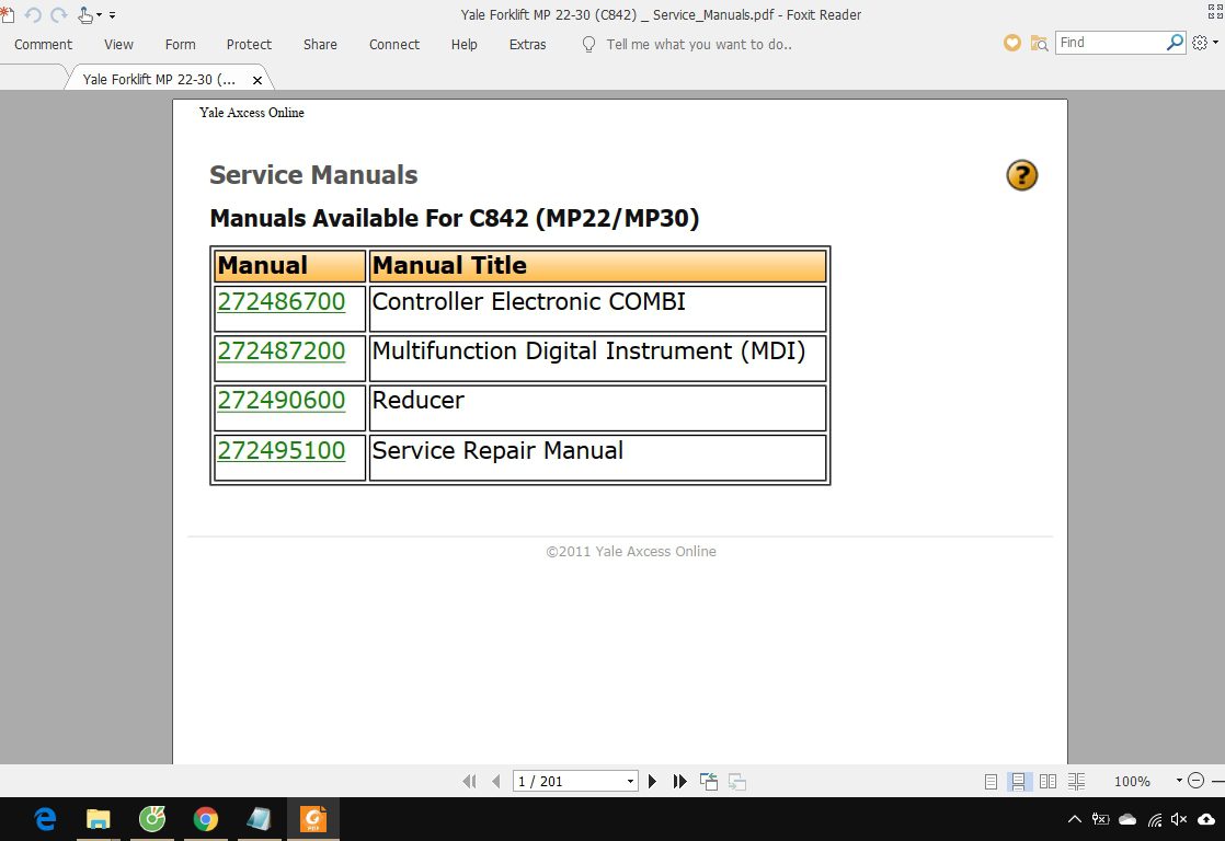 Yale Forklift MP 22 30 C842 ServiceManuals 2