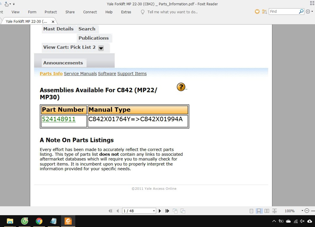 Yale Forklift MP 22 30 C842 ServiceManuals 3