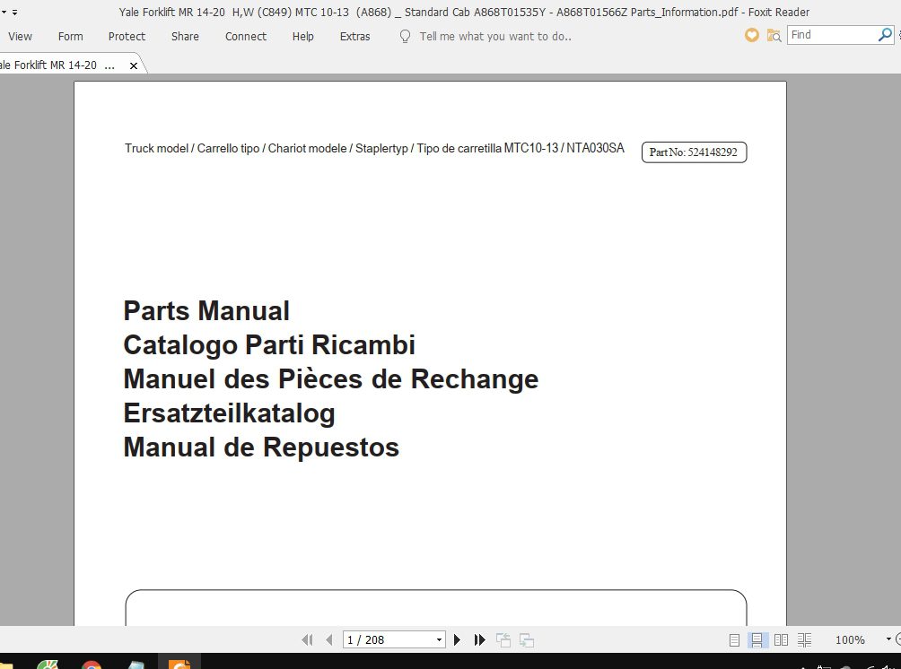 Yale Forklift MTC 10 13 A868 Service Manuals 2