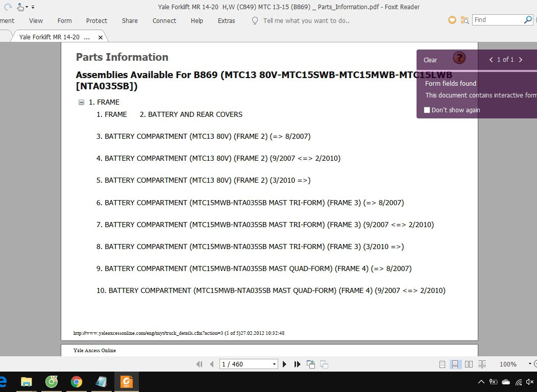 Yale Forklift MTC 13 15 B869 Service Manuals 2
