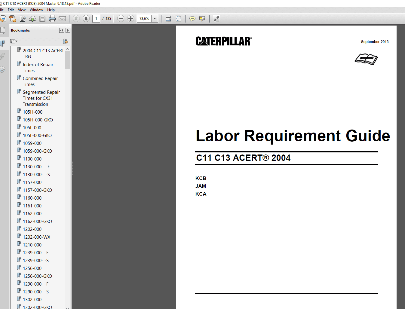 CAT C9C11C13C15 On highway ACERT 2004 Master Labour Guideline 3
