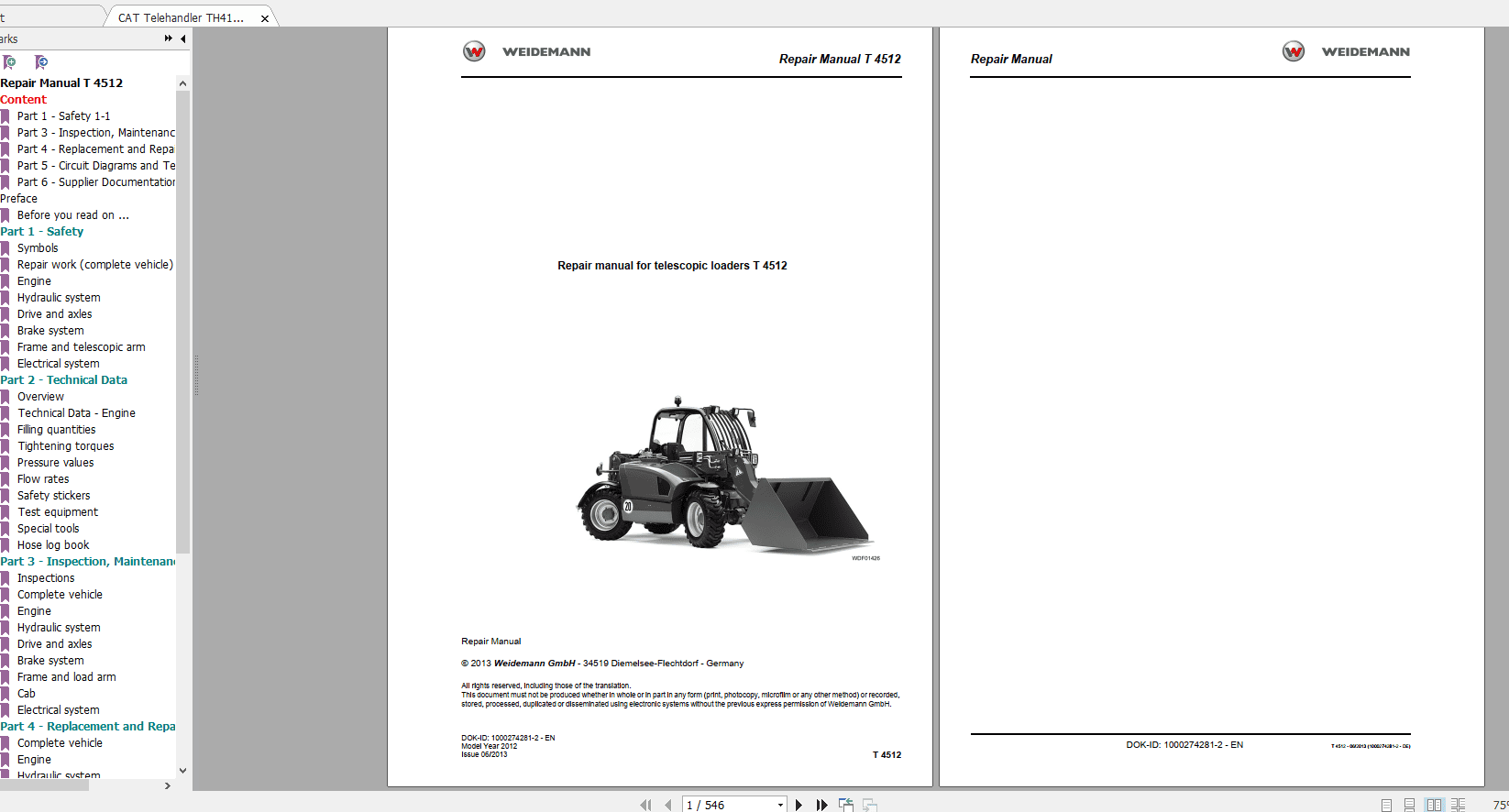 CAT Telehandler TH412 1000295738 Service Manual 4