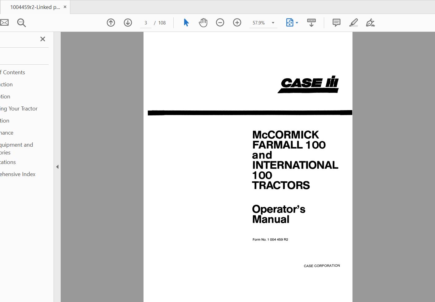 Case IH Tractor 100 and 100 Hi Clear Operators Manual1004459R2 2