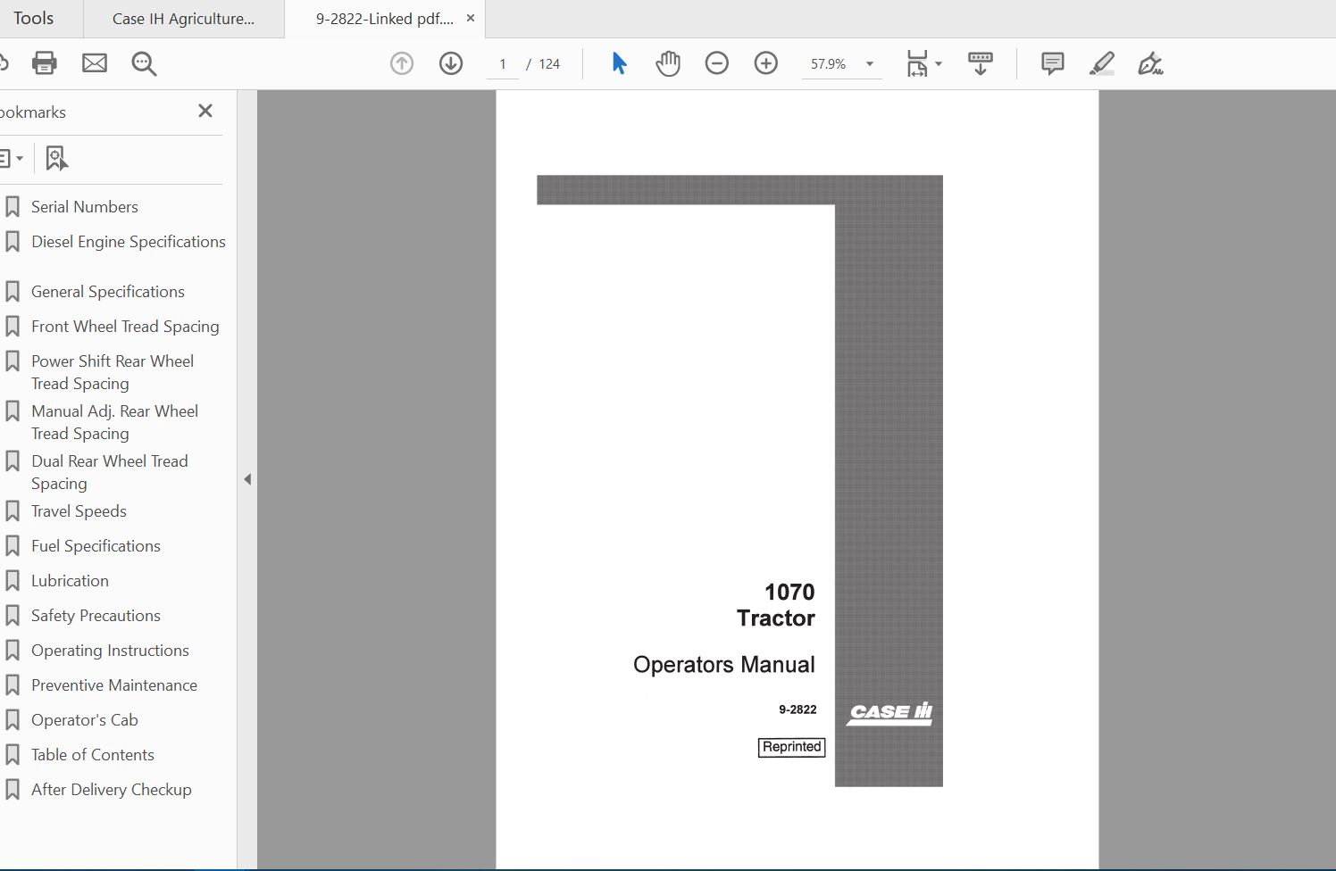 Case IH Tractor 1070 Operators Manual9 2822 1