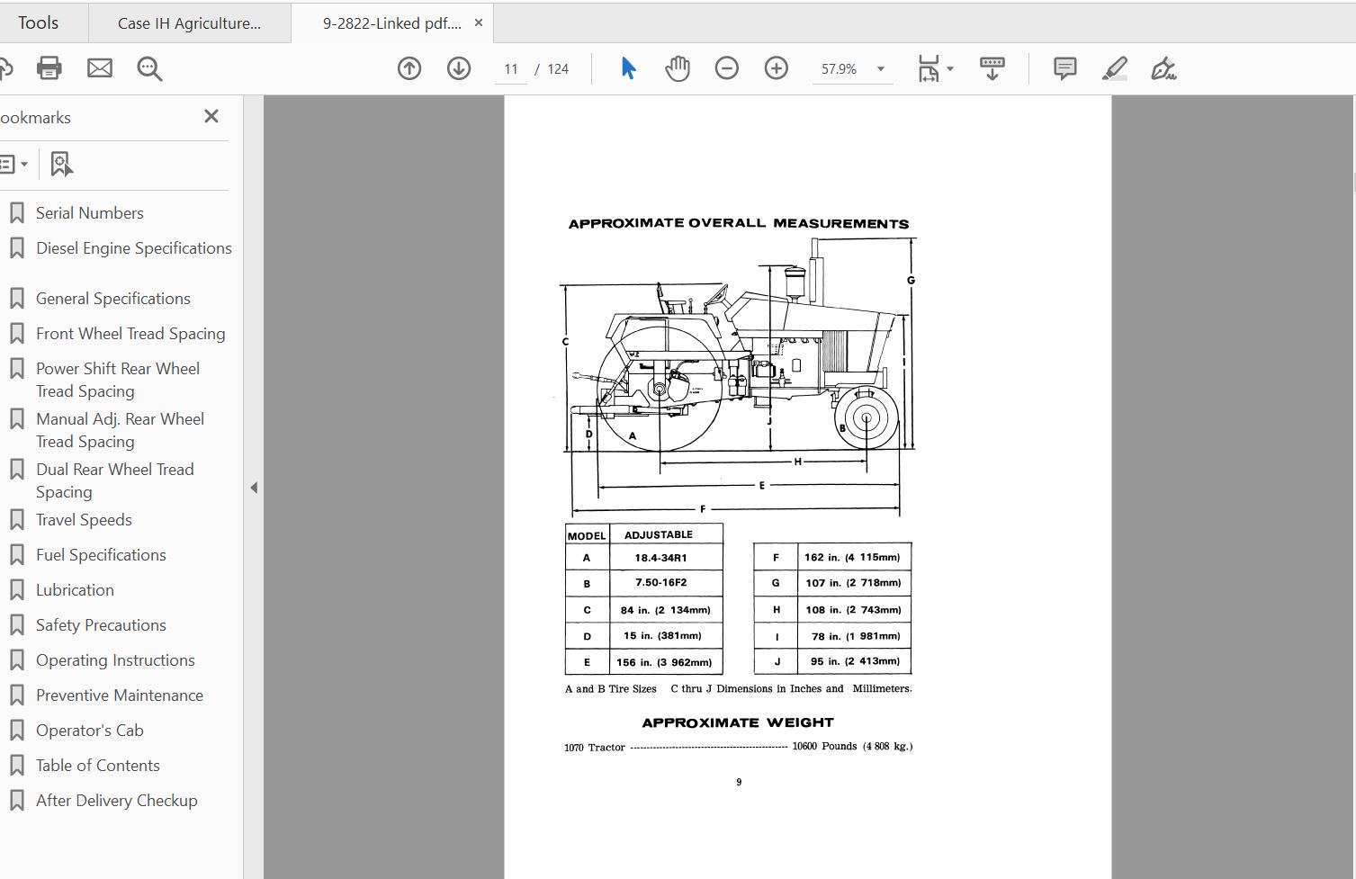 Case IH Tractor 1070 Operators Manual9 2822 2
